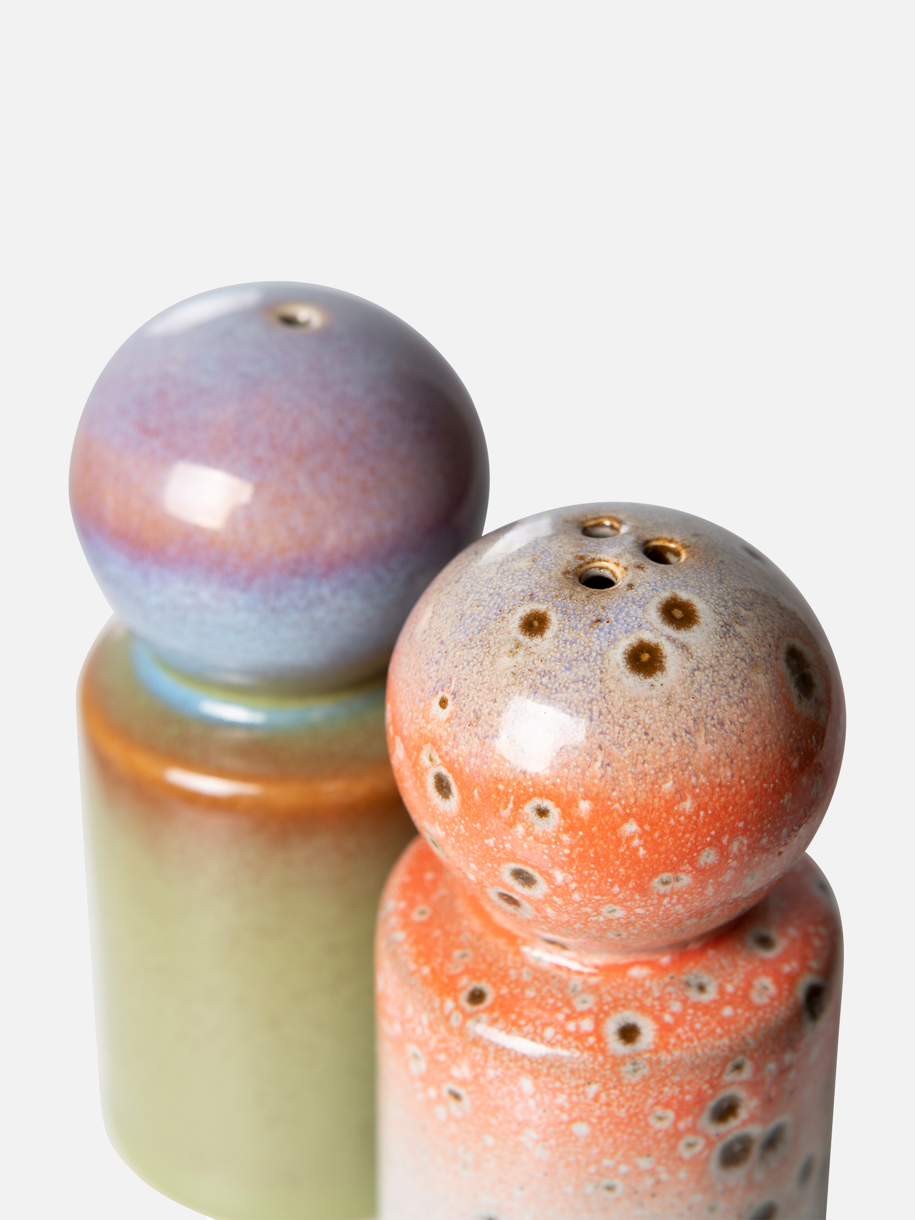 70s Keramik Pfeffer & Salz Set - Asteroids/Peat