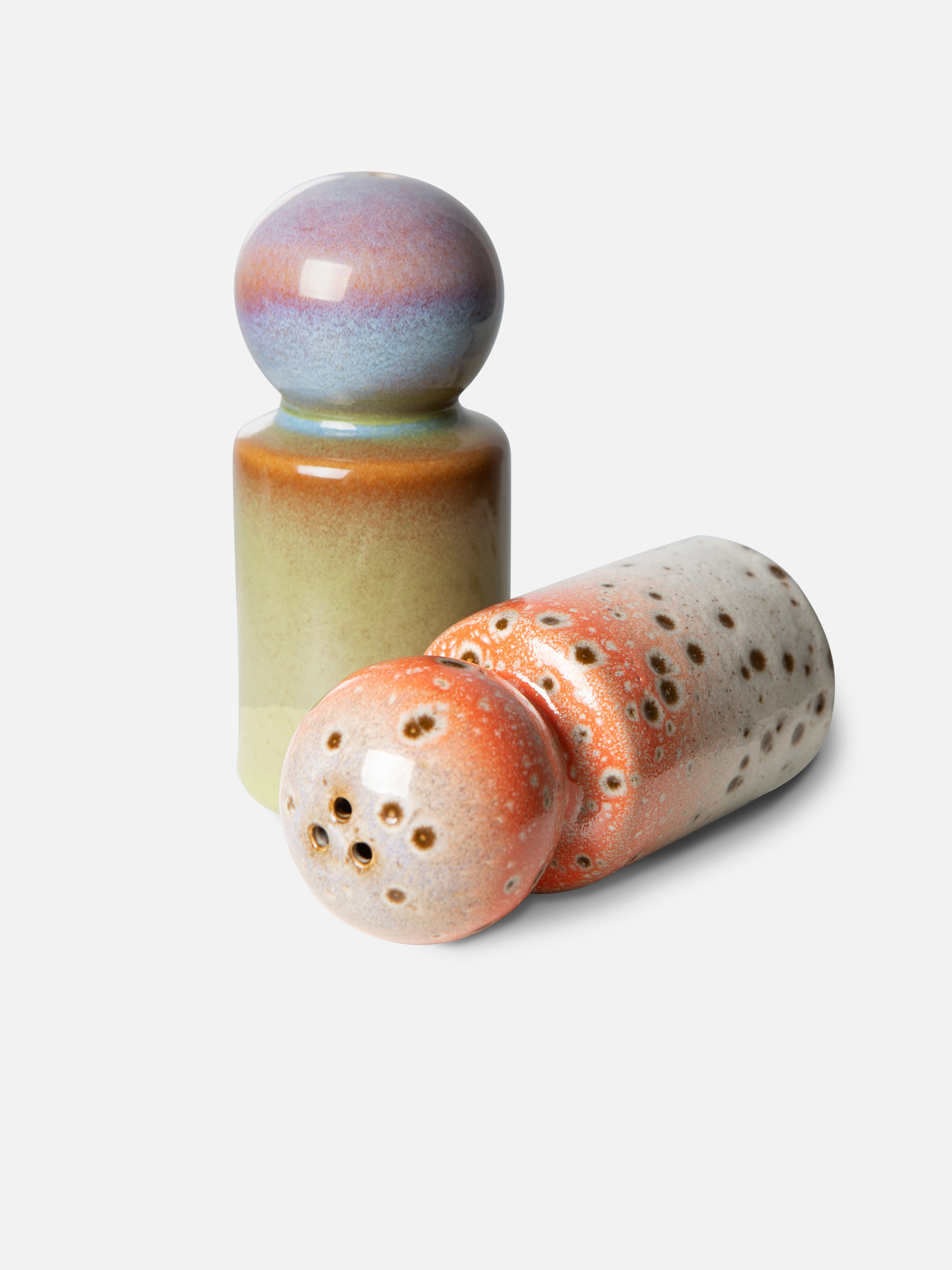 70s Keramik Pfeffer & Salz Set - Asteroids/Peat