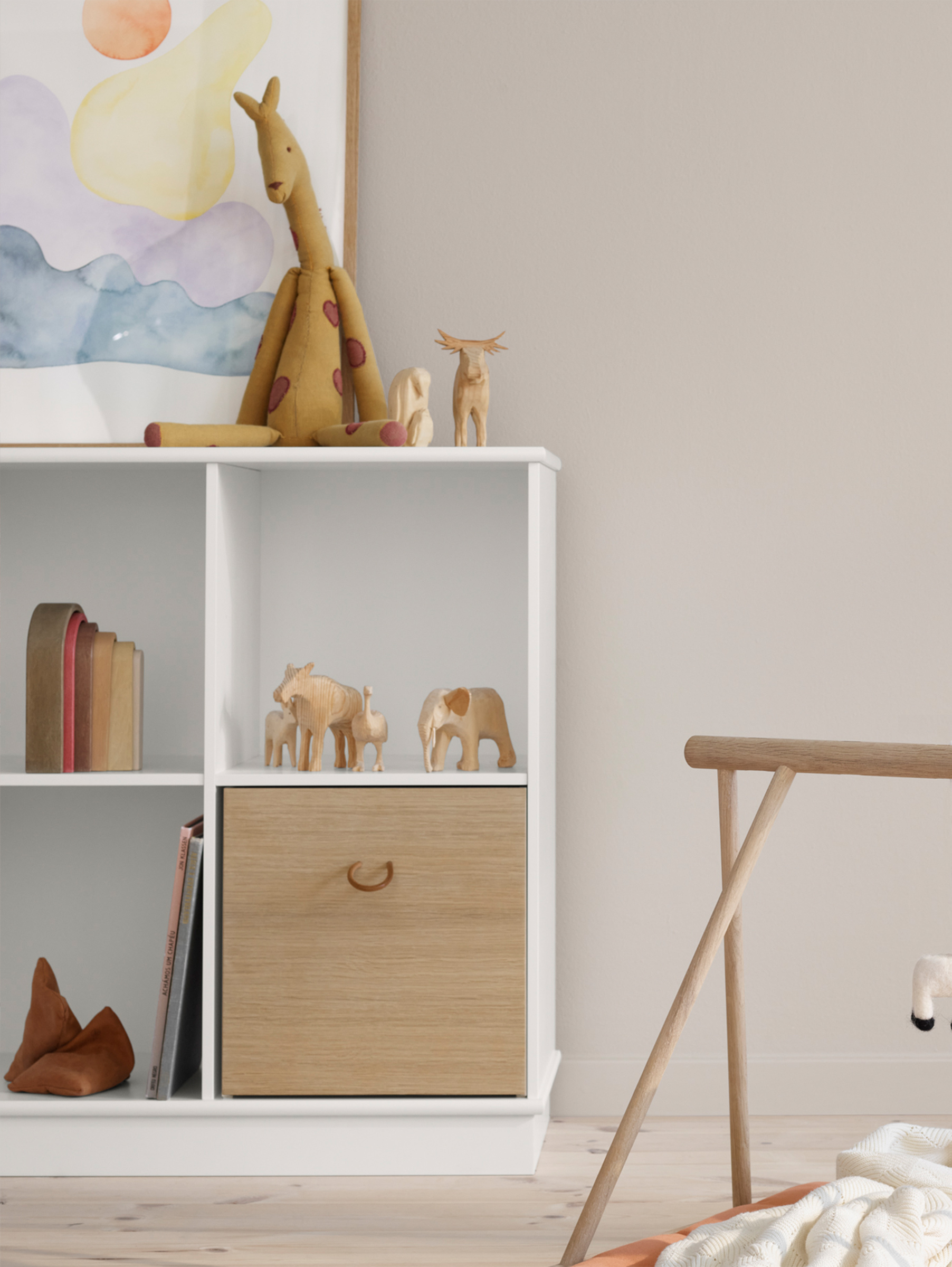 Wood Kisten weiß /Eiche, 3 Stück