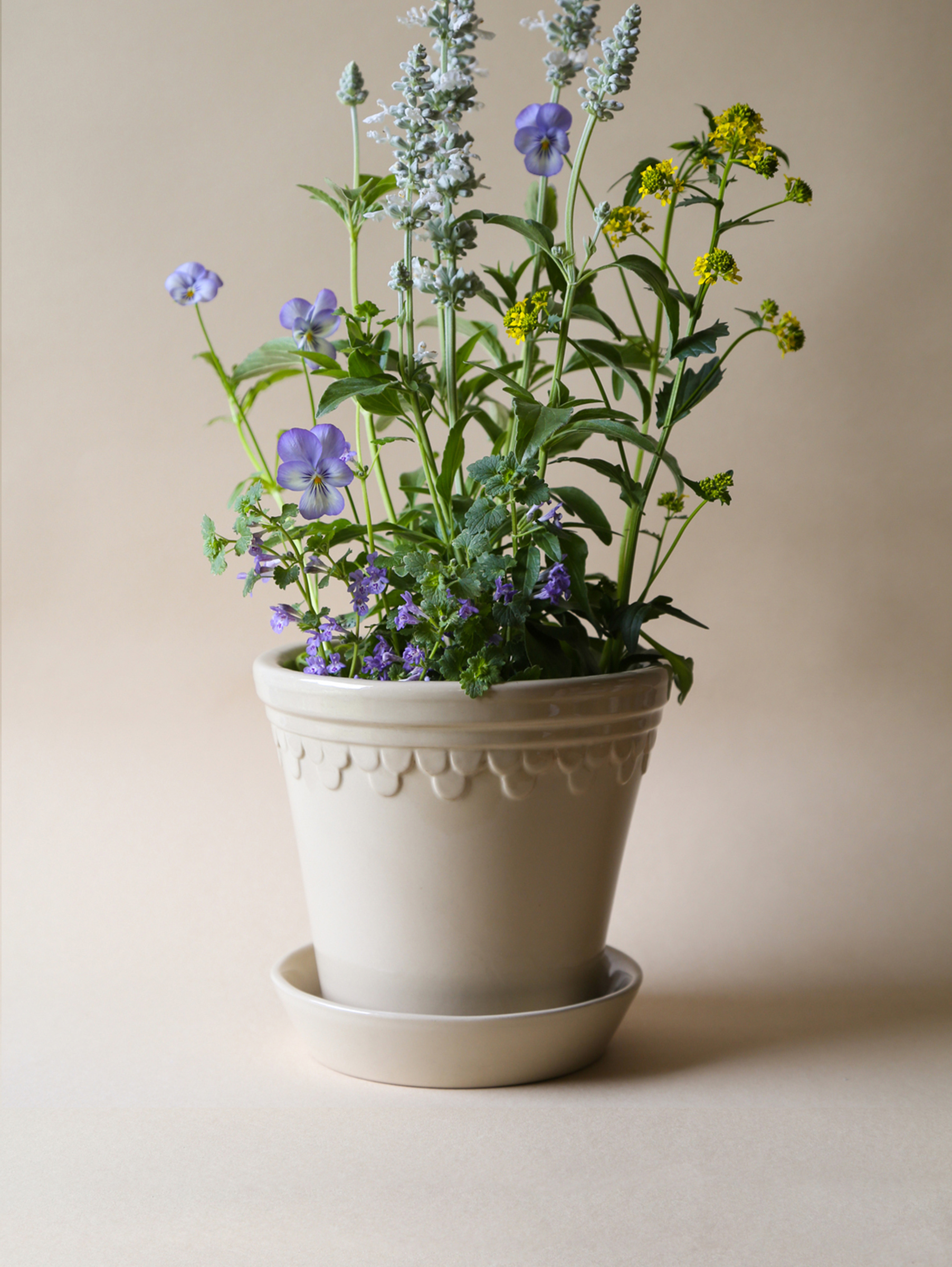 Københavner Glasierter Übertopf Ø14 cm - Sand Stone