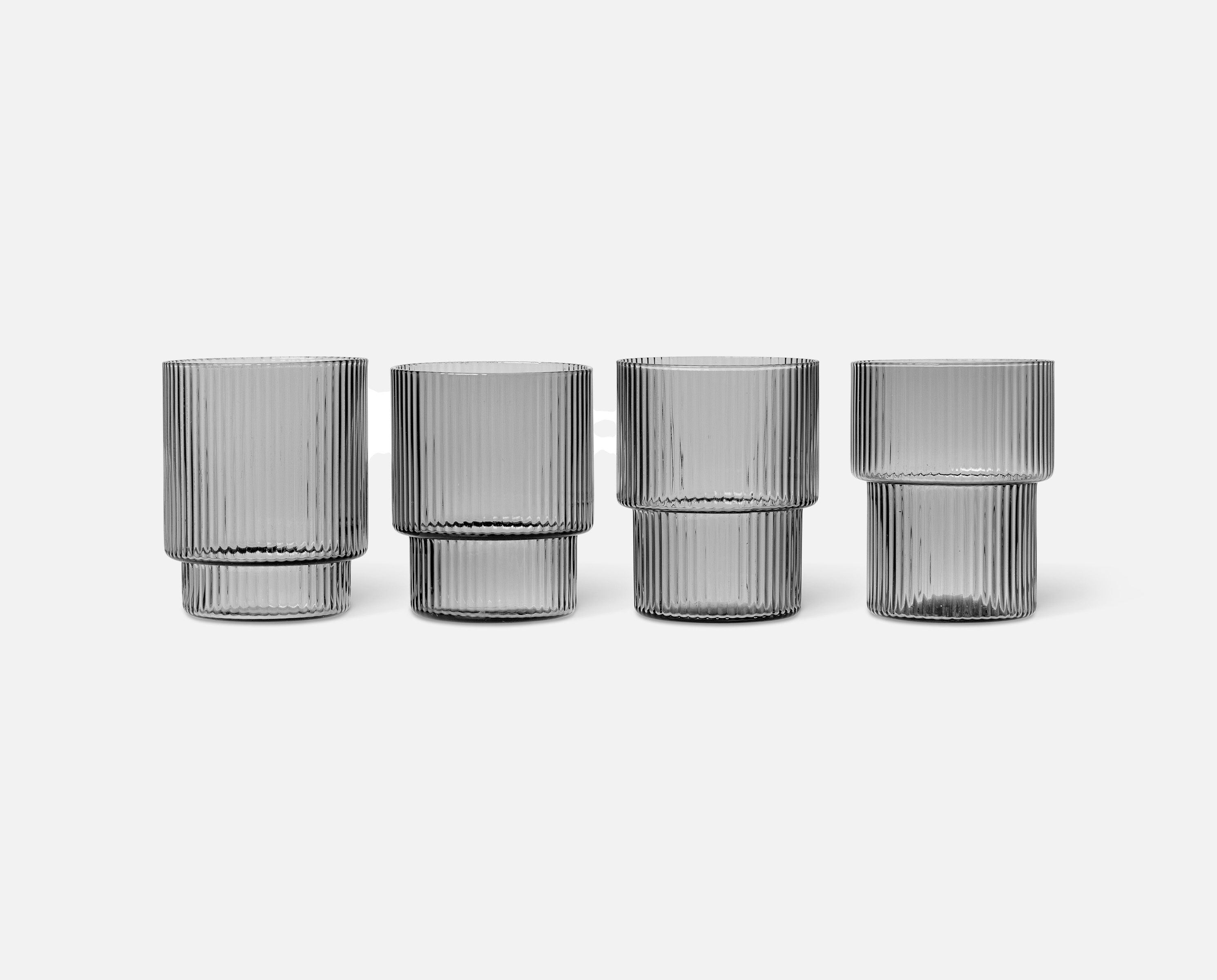Ripple Gläser 4er Set - Smoked grey