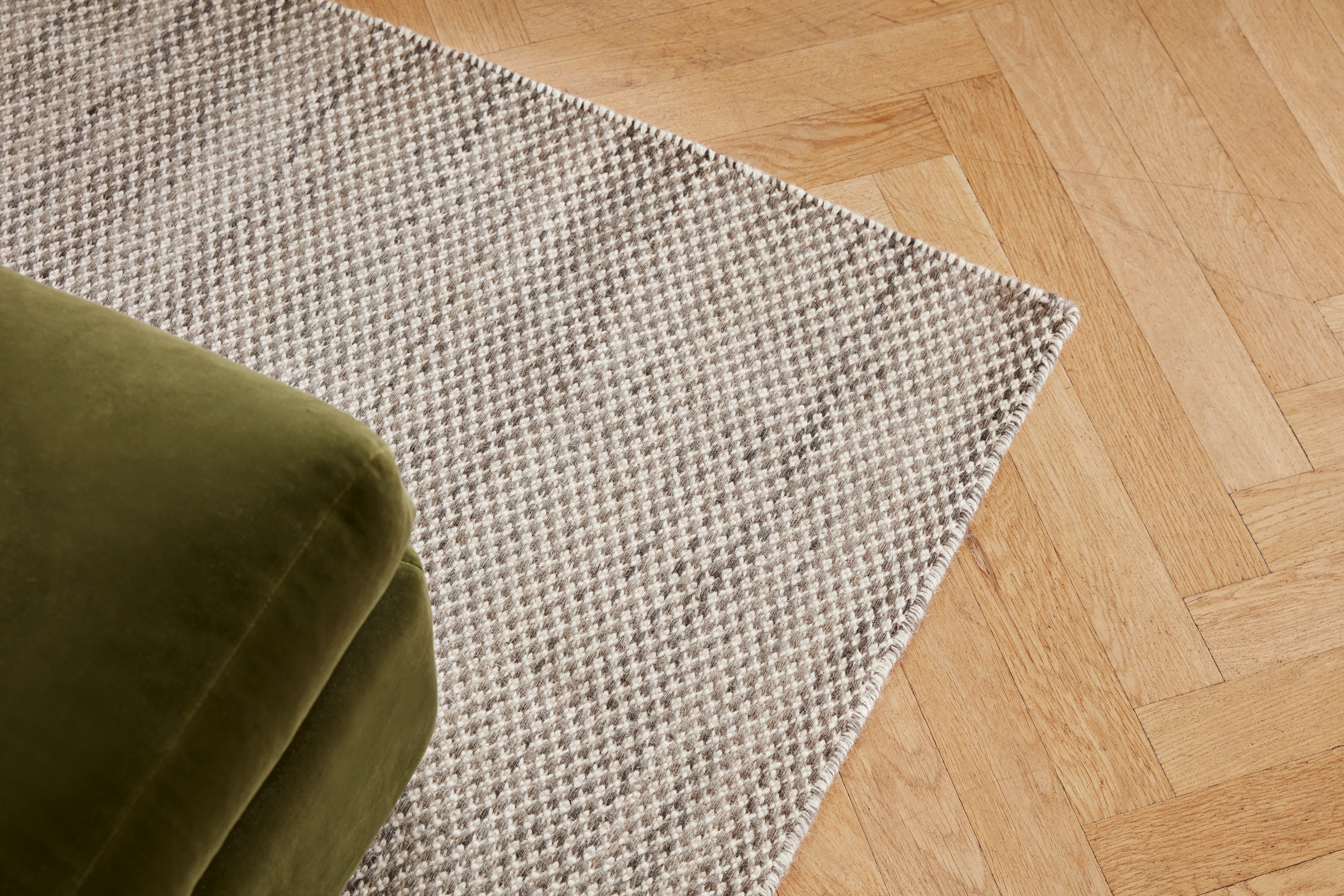 Moiré Kelim Teppich 200x300 Grau