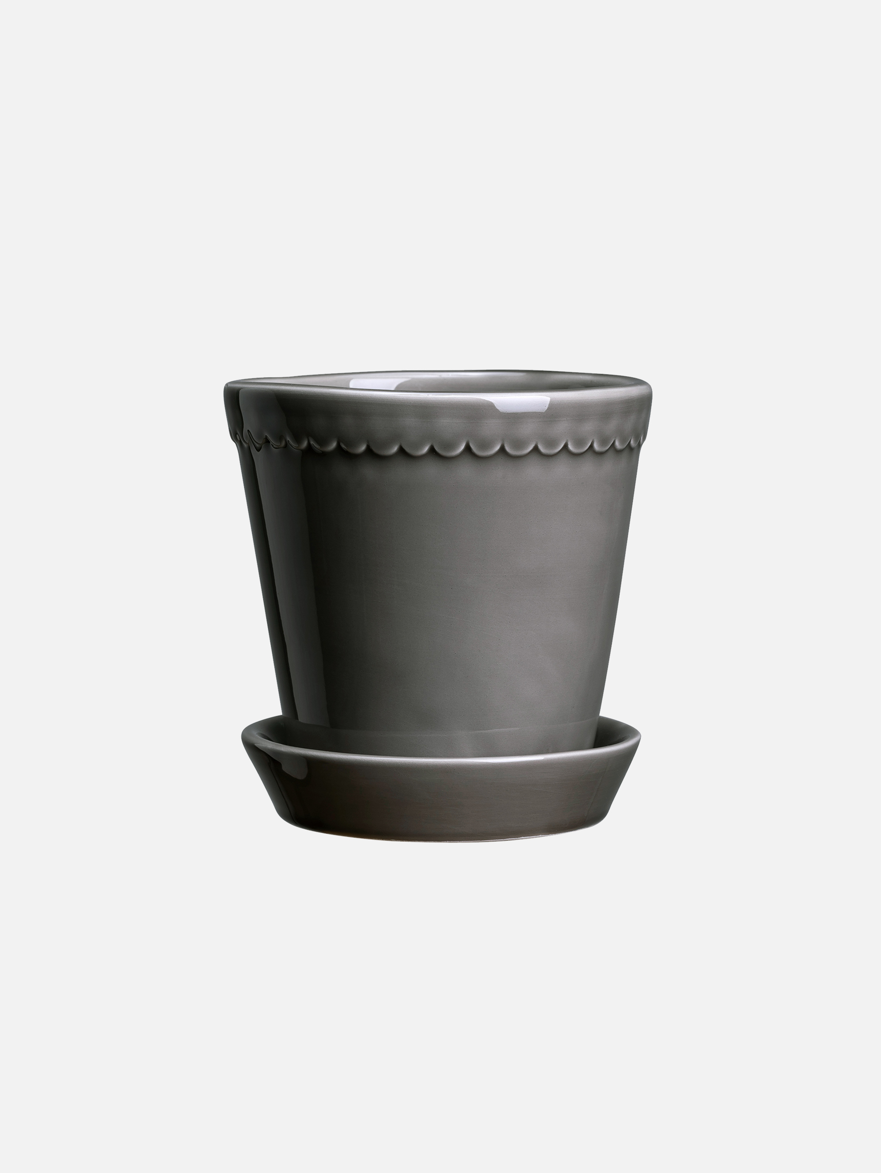 Helena Glasierter Übertopf Ø14 cm - Perlgrau