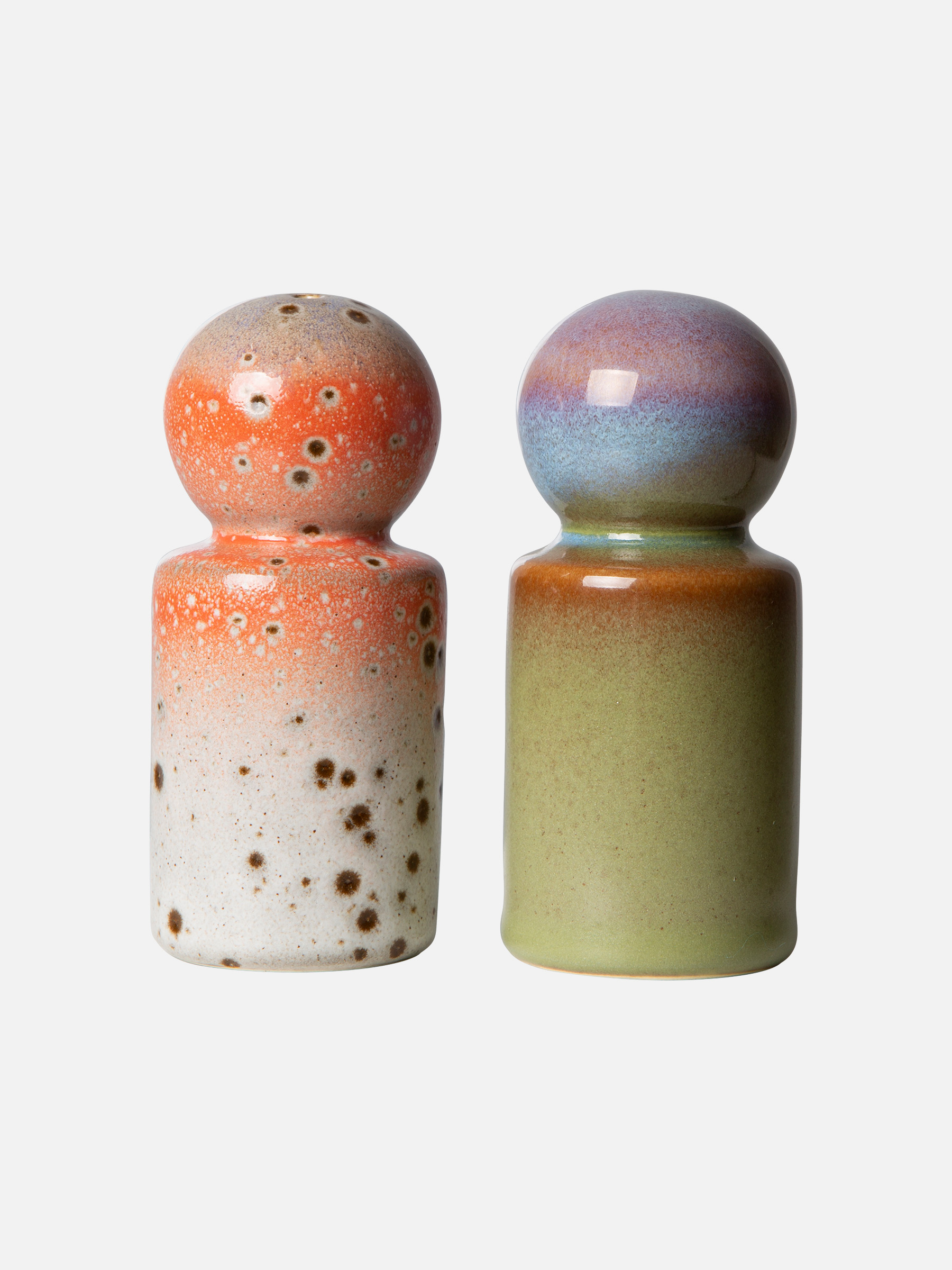70s Keramik Pfeffer & Salz Set - Asteroids/Peat