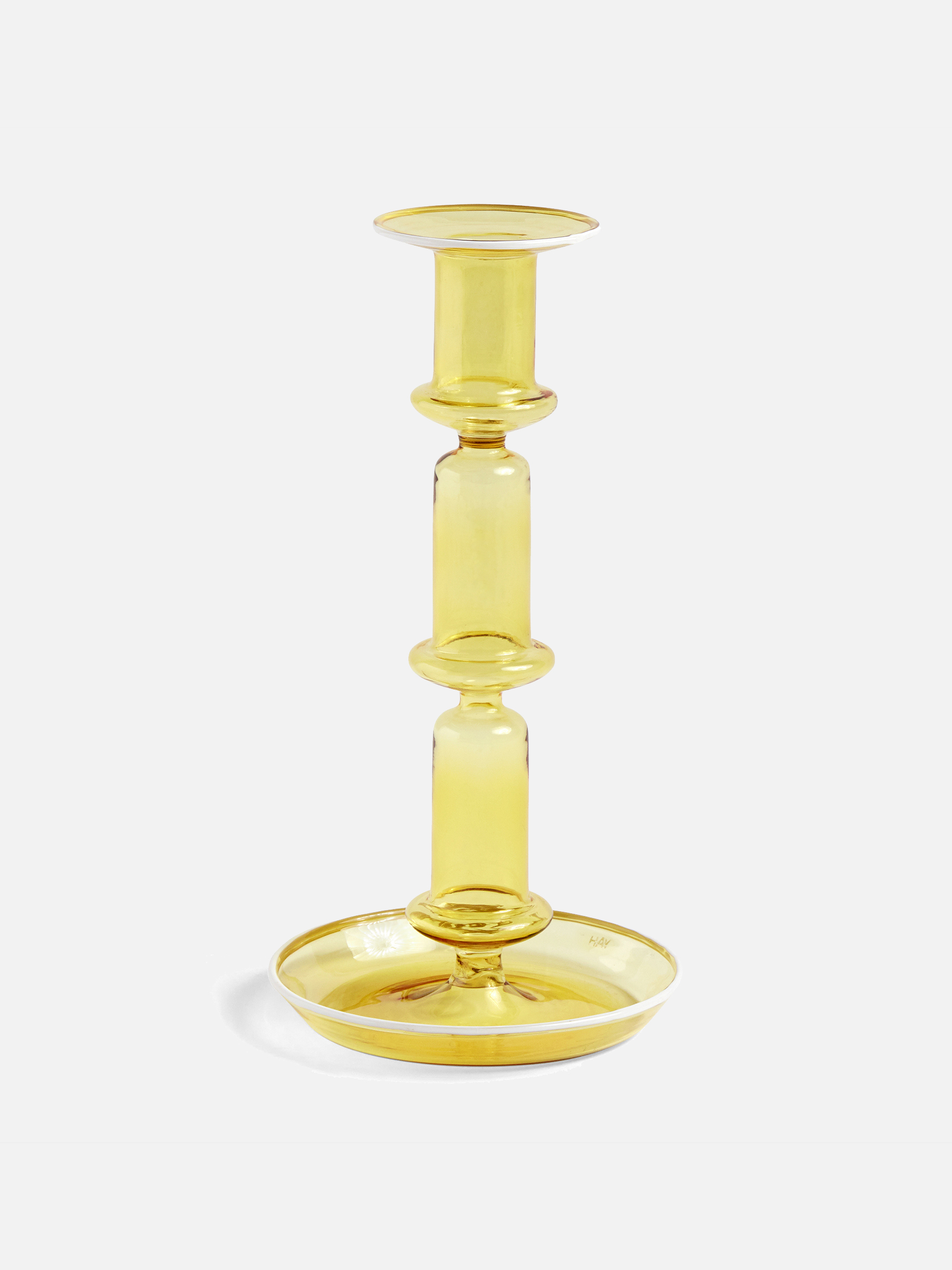 Flare Kerzenständer Hoch - Gelb mit weißem Rand
