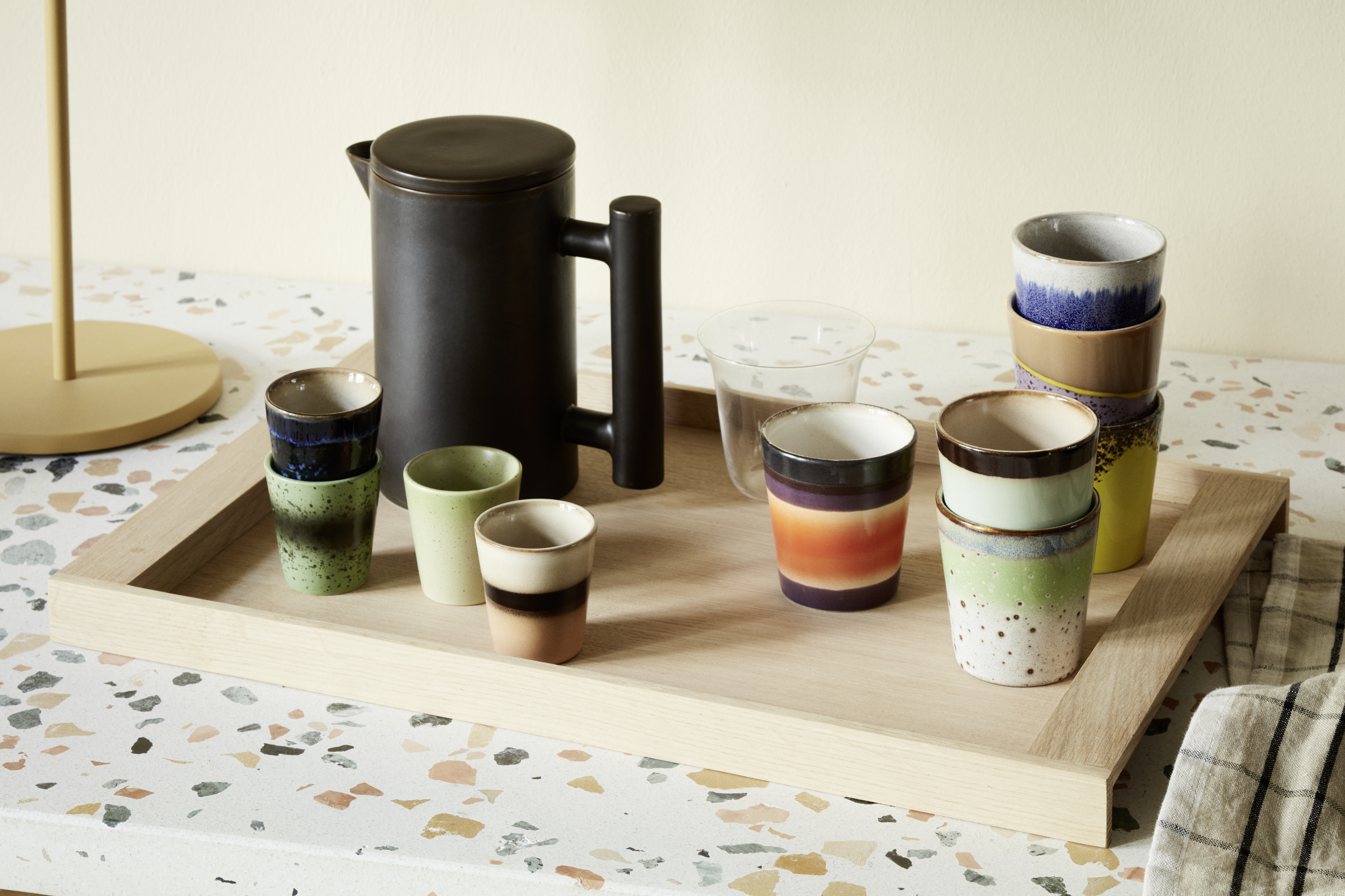 70s Keramik 6er Set Kaffeebecher - Pluto