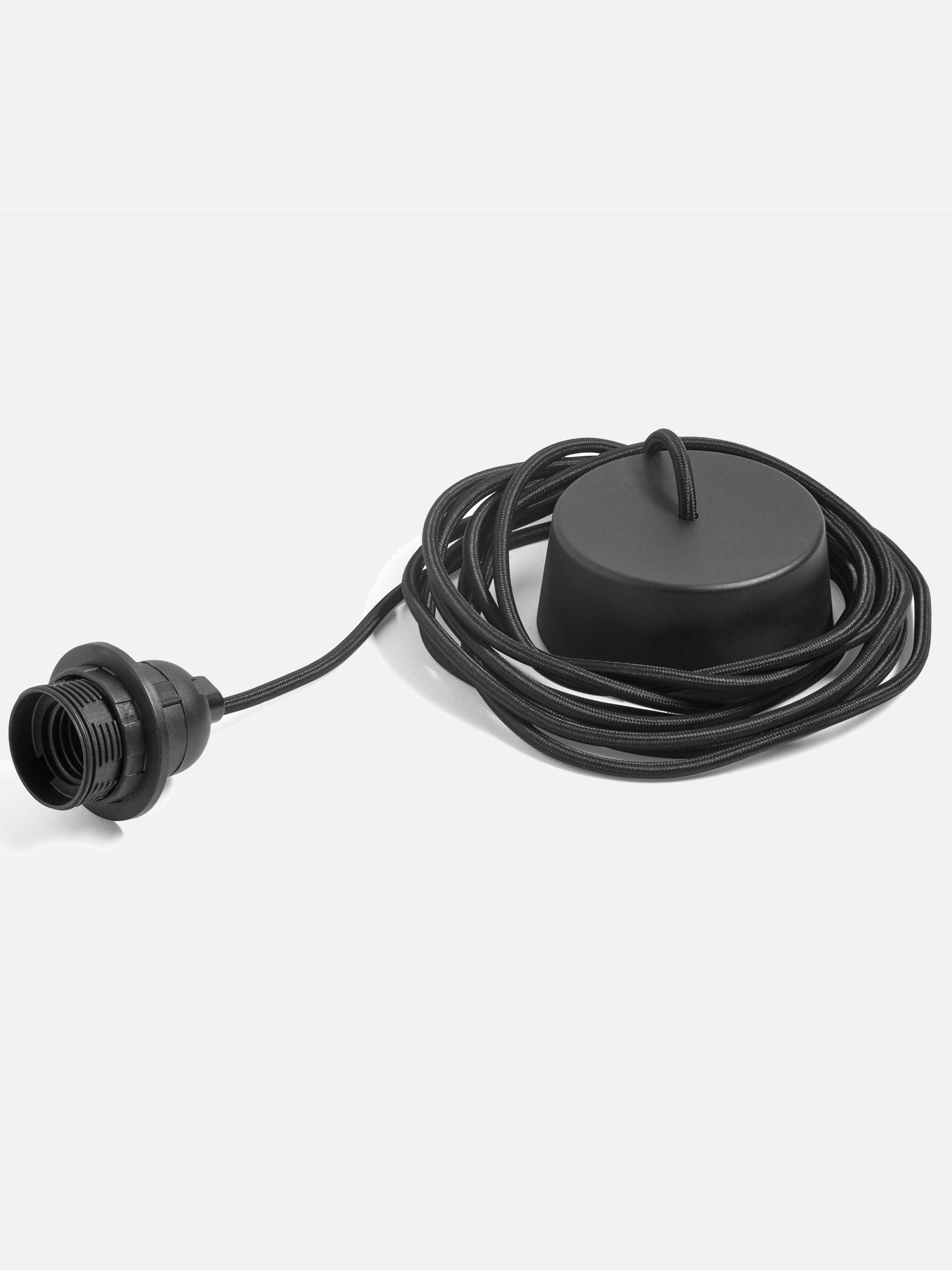 Cord Set Textilkabel und Baldachin Schwarz