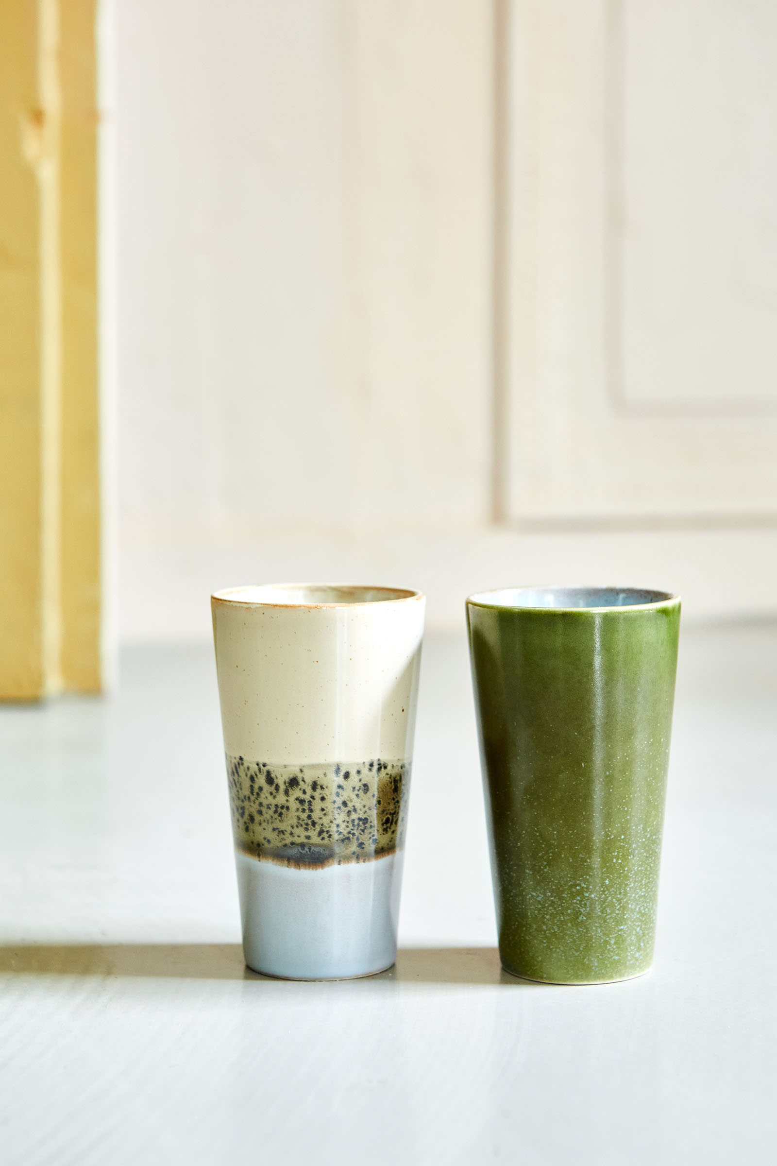 70s Keramik Latte Becher - Grass