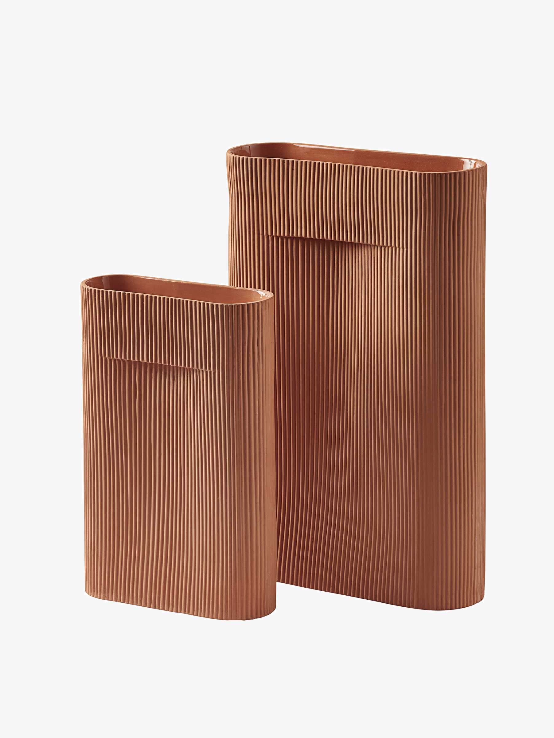 Ridge Vase Medium H 35 cm - Terracotta