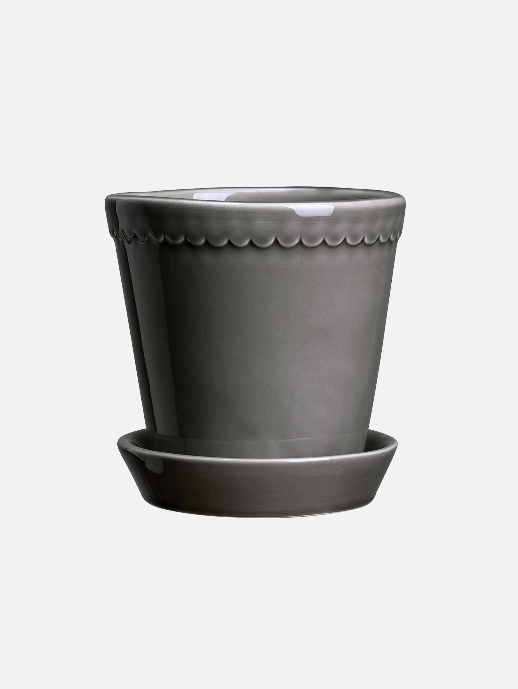 Helena Glasierter Übertopf Ø18 cm - Perlgrau